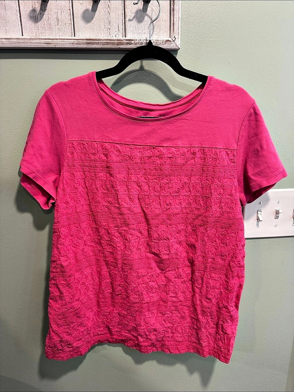 croft&Barrow Textured Short Sleeve Tee Pink XL Like New